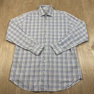 Peter Millar Shirt Men's Large Multicolor Plaid Button Up Long Sleeve Collared